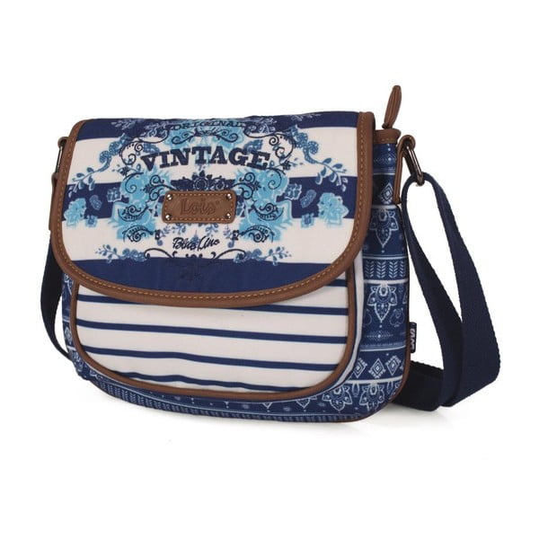 Modro-biela kabelka Lois, 25 x 20 cm