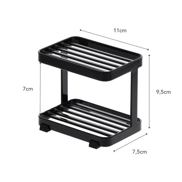 Čierna poschodová nádoba na mydlo s odkladacou plochou YAMAZAKI Tower-image-3