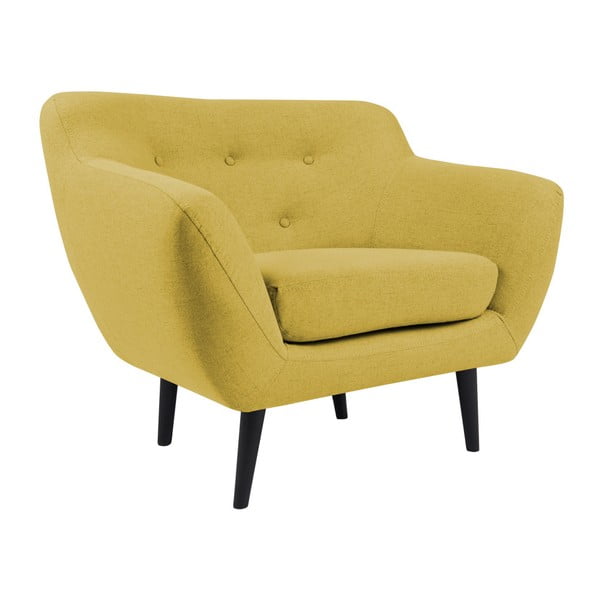 Žlté kreslo s hnedými nohami Mazzini Sofas Piemont-image-3