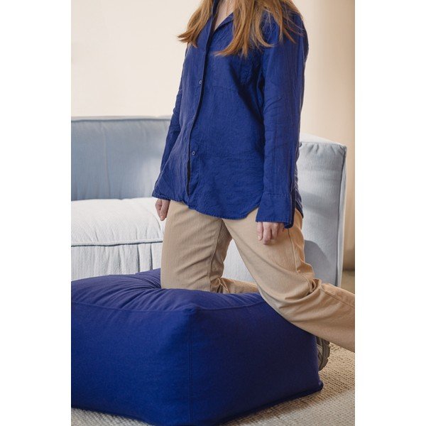 Modrý vlnený taburet Keno – noo.ma-image-2