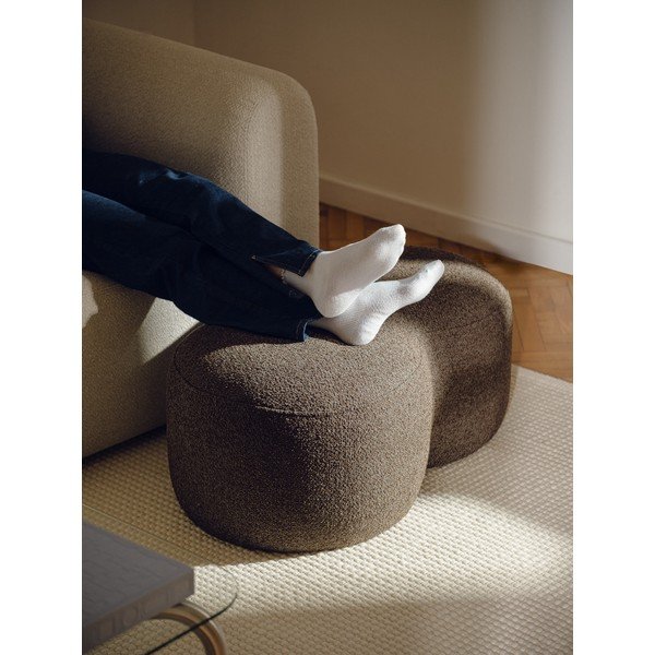 Tmavohnedý taburet z textílie buklé Umbo – noo.ma-image-2