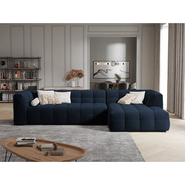 Modrá zamatová rohová pohovka Windsor & Co Sofas Vesta, pravý roh-image-1