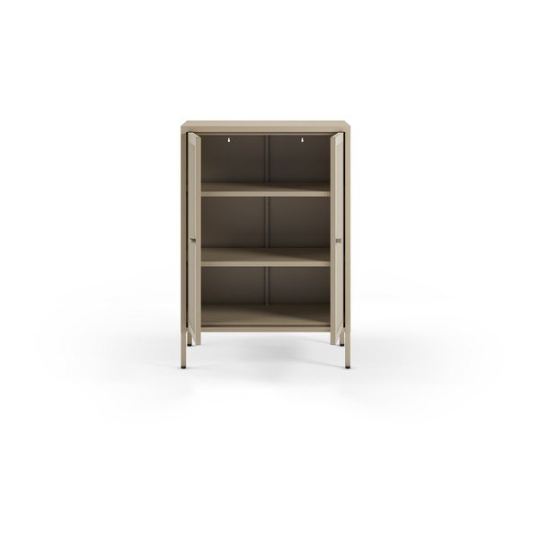 Krémovobiela kovová skrinka 70x100x40 cm Fayna – Marckeric-image-2