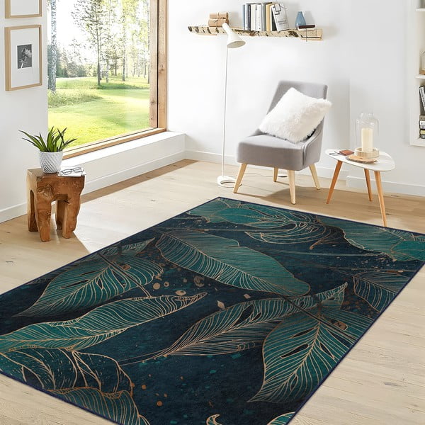 Prateľný koberec v petrolejovej farbe 120x180 cm Midnight Jungle – Mila Home-image-2