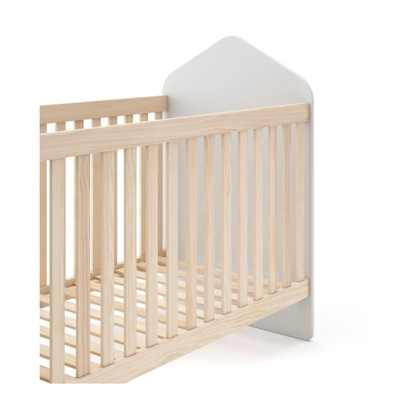 Biela/prírodná postieľka v dekore borovice 60x120 cm Estefania - Marckeric-image-4