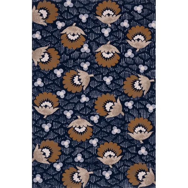 Tmavomodrý vlnený koberec 200x300 cm Chintz – Agnella