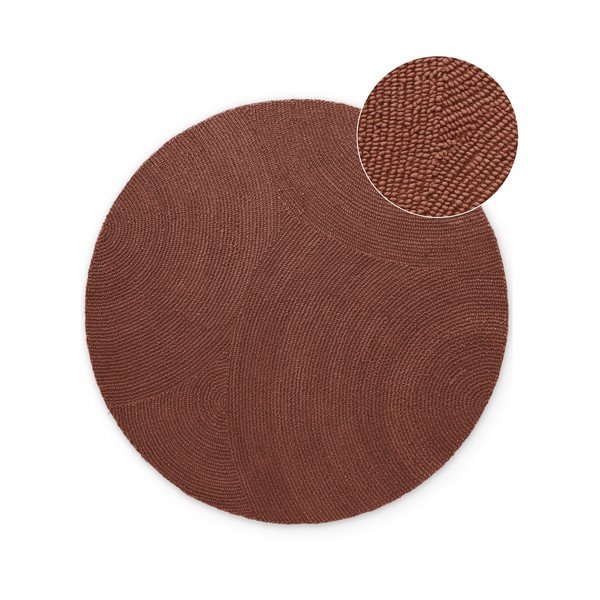 Ručne tkaný vlnený okrúhly koberec v tehlovej farbe ø 120 cm Calmio – Hanse Home