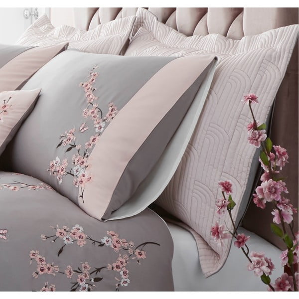 Ružovo-sivé obliečky na dvojlôžko Catherine Lansfield Blossom, 200 x 200 cm-image-3