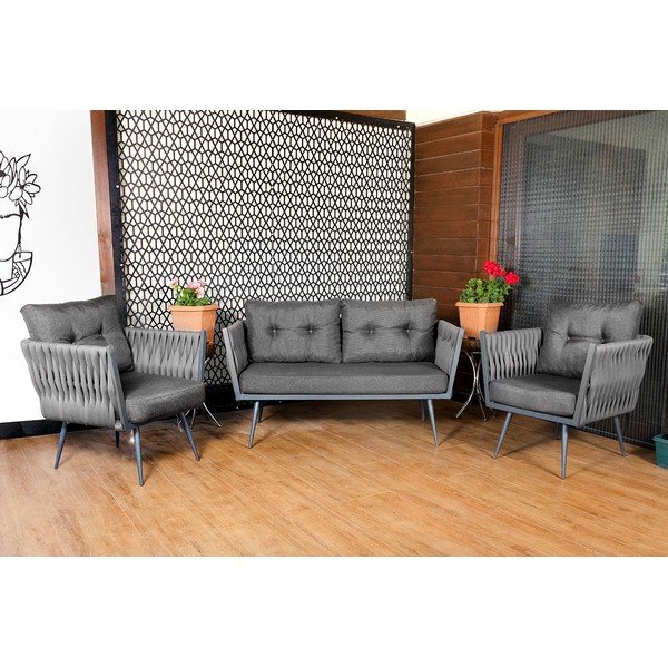 Sivá záhradná lounge súprava pre 4 Violet – Floriane Garden-image-2