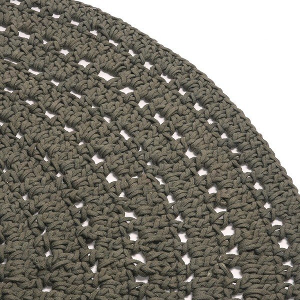 Tmavozelený kruhový bavlnený koberec LABEL51 Knitted, ⌀ 150 cm-image-1