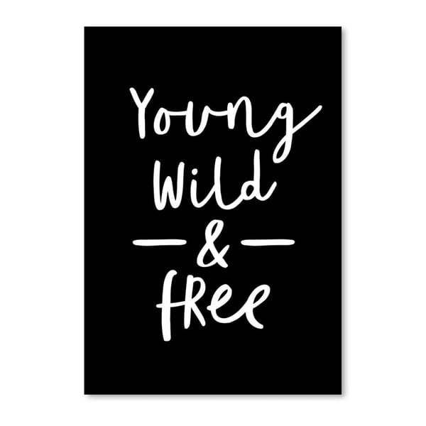 Čierny plagát Americanflat Young & Wild, 42 x 30 cm