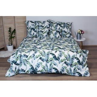 Zelené bavlnené posteľné obliečky Cotton House Palmas, 140 x 200 cm