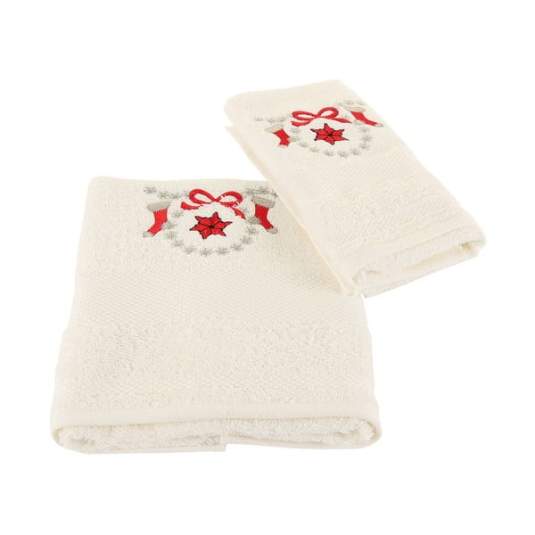 Vianočná sada bieleho uteráka a osušky Corap-image-1