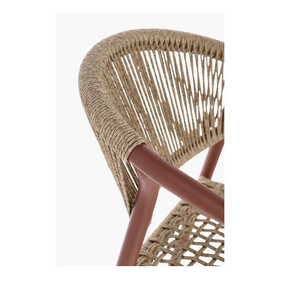 Červená/v prírodnej farbe kovová záhradná stolička Canarias – Bizzotto-image-1