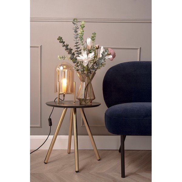 Horčicovožltá sklenená stolová lampa Leitmotiv Bell, výška 30 cm-image-1