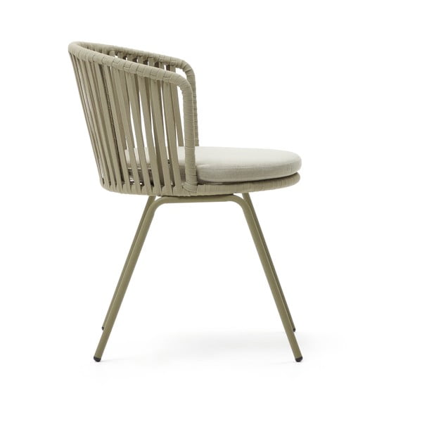 Béžová kovová záhradná stolička Saconca - Kave Home-image-3