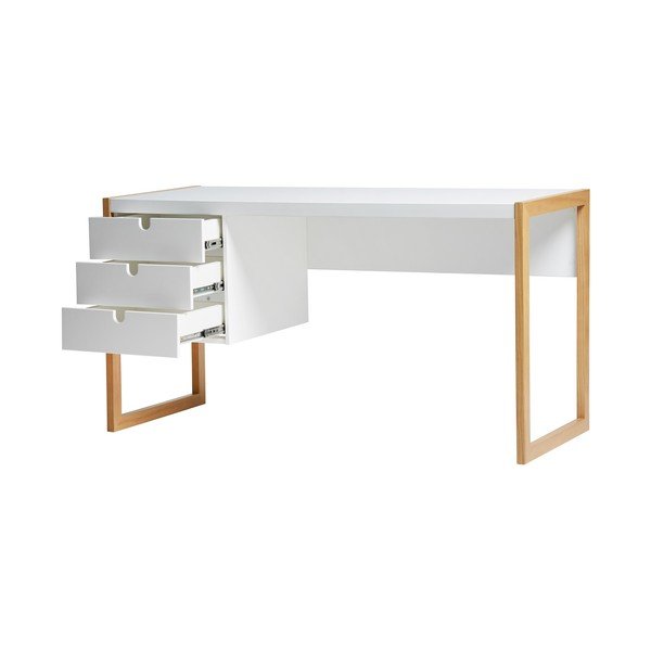 Biely pracovný stôl Marckeric Square, 140 × 75 cm-image-1
