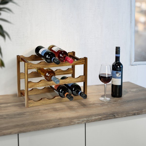 Regál na víno z masívu akácie v prírodnej farbe počet fliaš 12 42x28x21 cm Fondi – Wenko-image-1