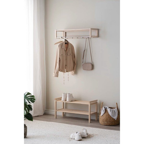 Nástenný vešiak z dubového dreva v prírodnej farbe s poličkou Confetti – Rowico-image-3