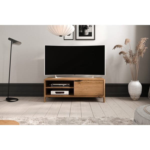 TV stolík z dubového dreva v prírodnej farbe 111x48 cm Twig – The Beds-image-1