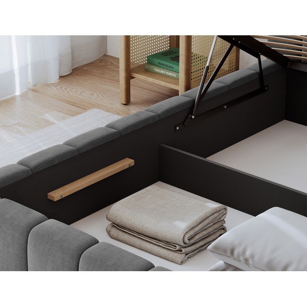 Sivá čalúnená dvojlôžková posteľ s úložným priestorom s roštom 140x200 cm Lamica – ELTAP-image-4