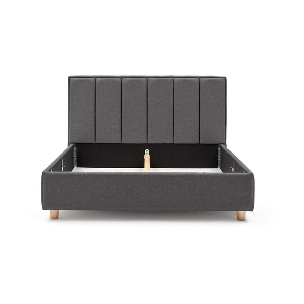 Tmavosivá dvojlôžková posteľ s úložným priestorom PreSpánok Wega, 180 x 200 cm-image-3