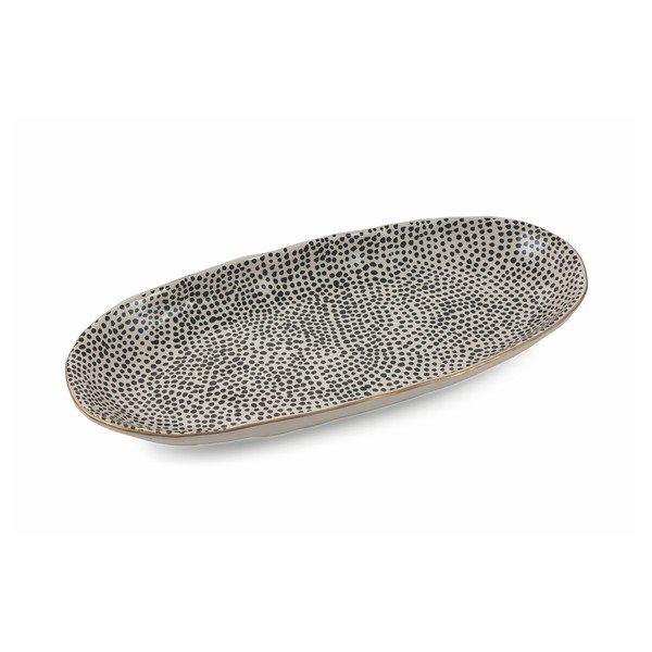 Čierny oválny tanier z kameniny Villa d'Este Masai, dĺžka 39 cm-image-1