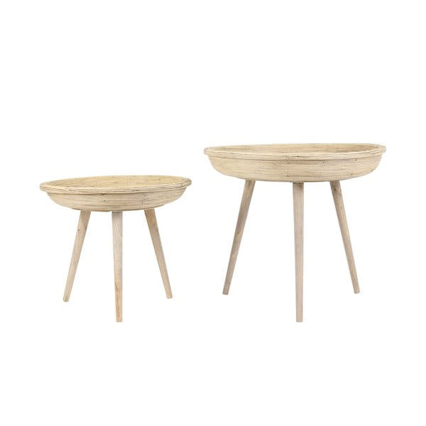 Ratanové okrúhle odkladacie stolíky v súprave 2 ks ø 56 cm Colon – Light & Living-image-3
