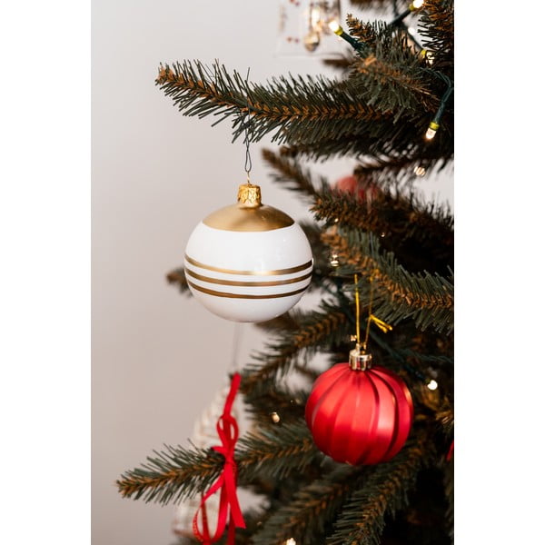 Súprava 3 sklenených vianočných ozdôb v bielo-zlatej farbe Ego Dekor-image-1
