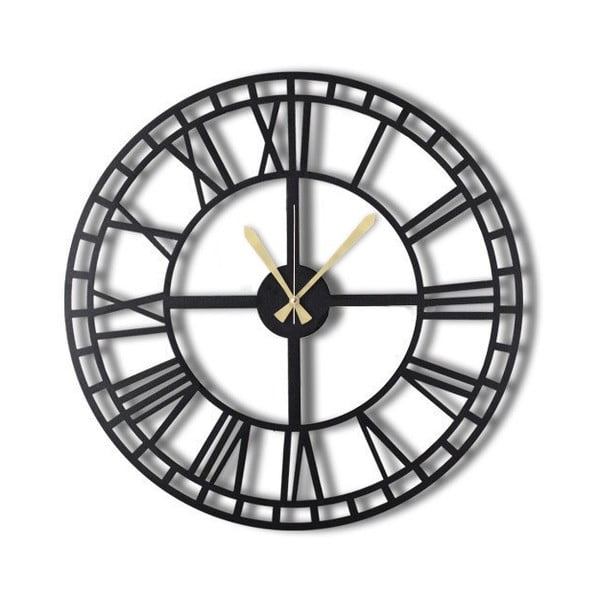 Čierne nástenné hodiny Greece, 50 × 50 cm