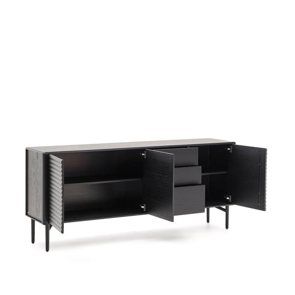 Čierna komoda v dekore duba 200x86x45 cm Lenon – Kave Home-image-2