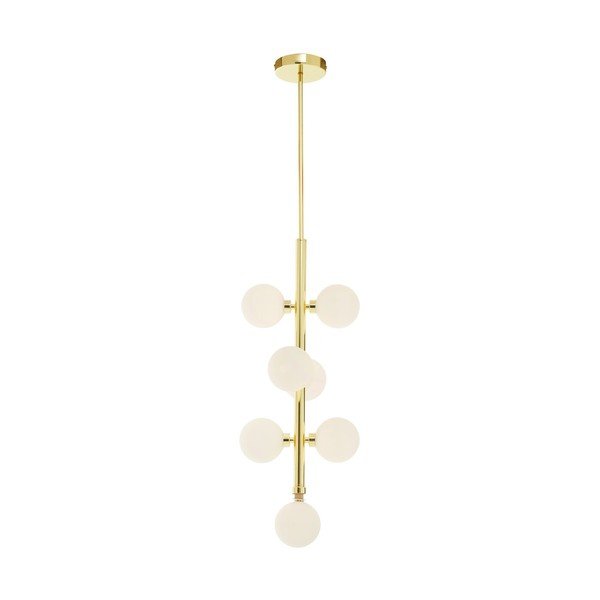 Biele/v zlatej farbe kovové závesné svietidlo so skleneným tienidlom ø 27 cm Trieste – Premier Housewares-image-3