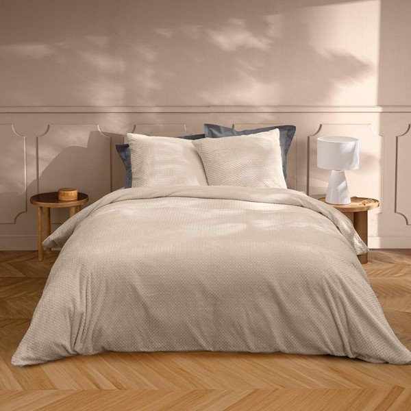 Béžové 3-dielne flanelové obliečky na dvojlôžko/predĺžené 240x220 cm Flanela – douceur d'intérieur-image-1