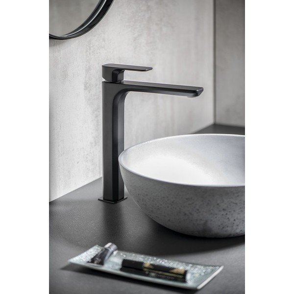 Matne čierna stojančeková umývadlová batéria Spy – Sapho-image-1