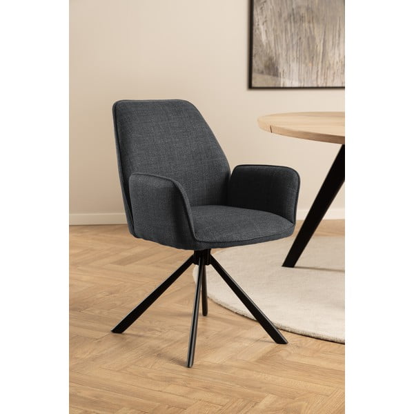 Tmavosivé čalúnené jedálenské kreslá v súprave s podrúčkami 2 ks Glenda – Actona-image-2