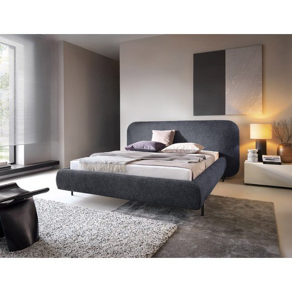 Modrá čalúnená dvojlôžková posteľ s úložným priestorom s roštom 180x200 cm Pointt – ELTAP-image-1