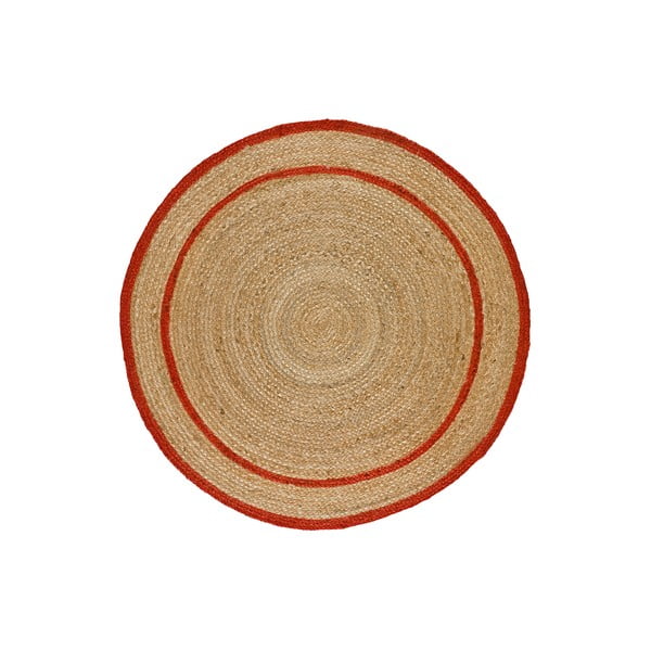 Červeno-prírodnej farbe okrúhly koberec ø 120 cm Mahon – Universal