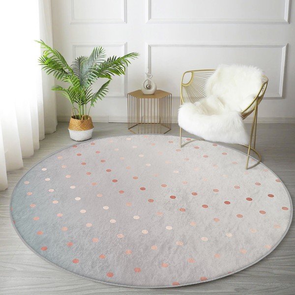 Prateľný okrúhly koberec v sivo-medenej farbe vhodný pre robotické vysávače ø 80 cm Comfort – Mila Home-image-4