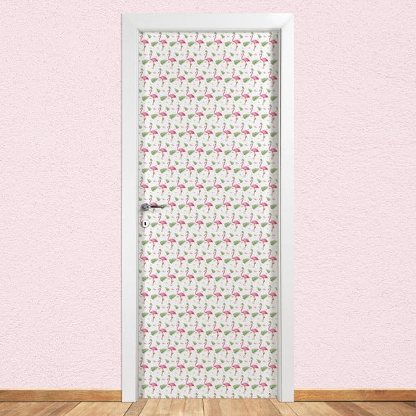 Samolepka na dvere LineArtistica Flamingo, 80 × 215 cm