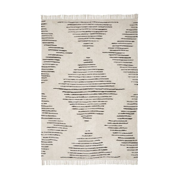 Béžovo-čierny ručne tkaný bavlnený koberec Westwing Collection Fini, 160 x 230 cm