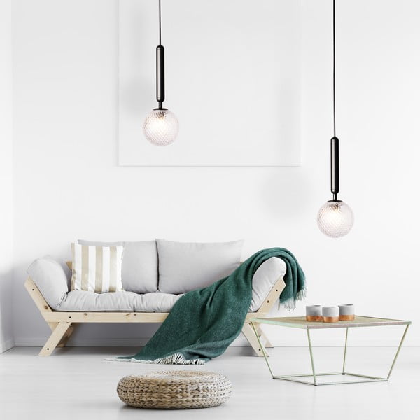 Čierné závesné svietidlo SULION Musa, výška 150 cm-image-1