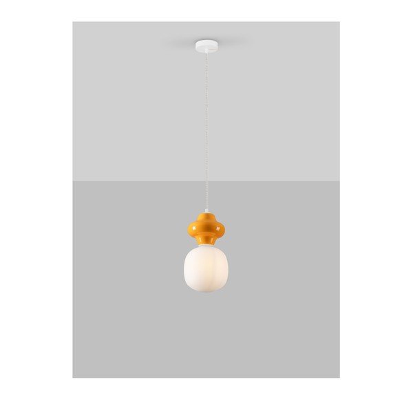 Biele/oranžové keramické závesné svietidlo so skleneným tienidlom ø 18 cm Clio – Nova Luce-image-4