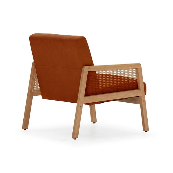 Menčestrové kreslo s výpletom v tehlovej farbe Debra – Marckeric-image-4