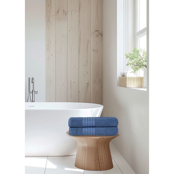 Modré froté bavlnené osušky v súprave 2 ks 70x140 cm – Good Morning-image-2