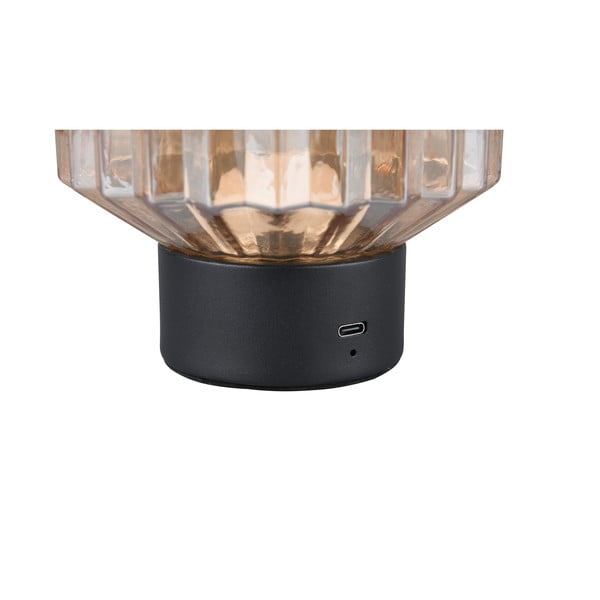 Čierna/béžová LED stolová lampa so stmievačom so skleneným tienidlom (výška  19,5 cm) Lord – Reality-image-4