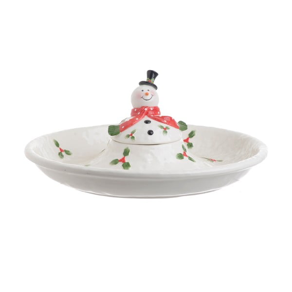 Vianočný keramický tanier s držiakom na dip a viečkom InArt Bella