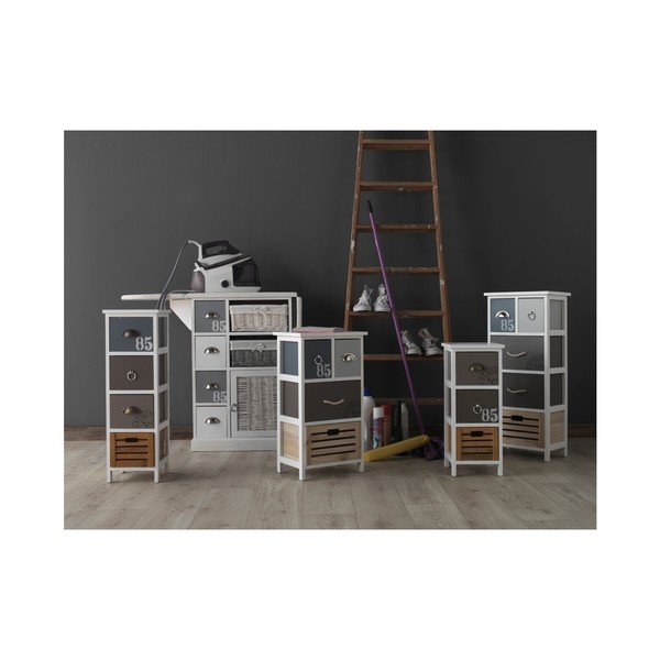 Biela komoda so žehliacou doskou a 2 prútenými košmi Geese Home-image-1