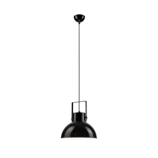 Lesklé čierne závesné svietidlo so skleneným tienidlom ø 30 cm Kira – LAMKUR
