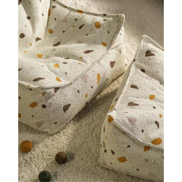 Biely detský sedací vak z textílie buklé/ženilkový Terrazzo Chair – Wigiwama-image-4