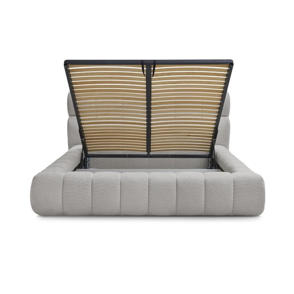 Svetlosivá čalúnená dvojlôžková posteľ s úložným priestorom s roštom 180x200 cm Mont Blanc – Bobochic Paris-image-3